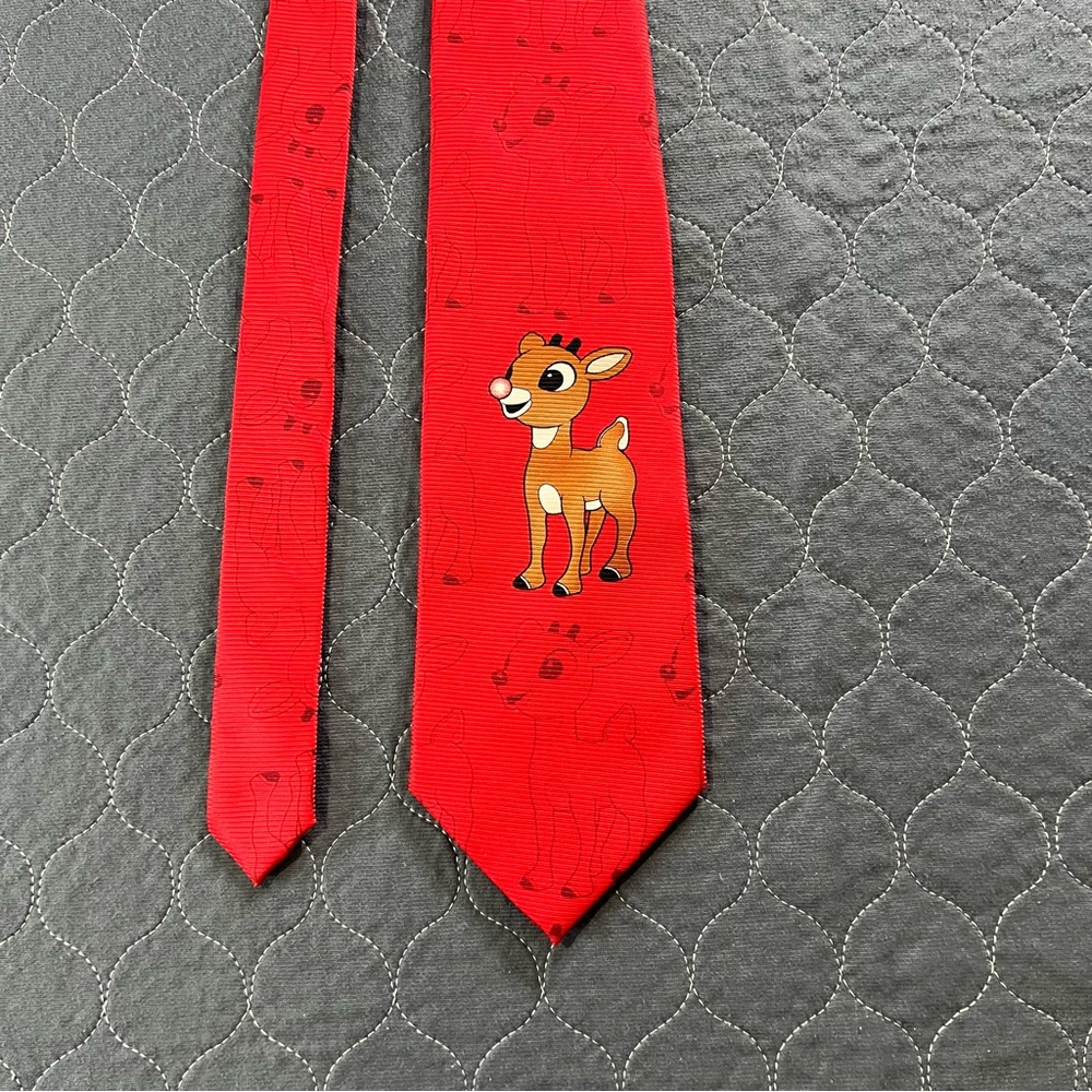 Red Novelty Rudolf The Red Nosed Reindeer Tie